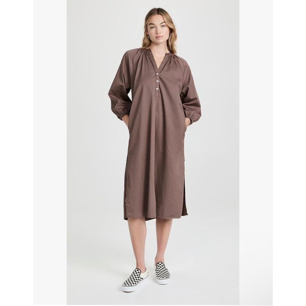 NWT Sundry Raglan Cotton Woven Henley Knee Length Brown Dress Size XL 4 Boho - Picture 15 of 16